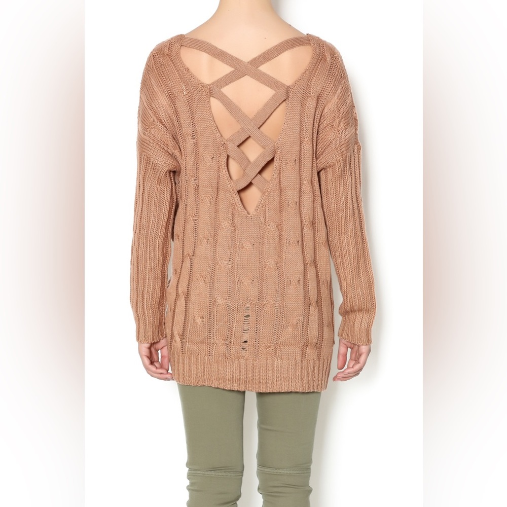 Cross back Cable Knit Double Zero Sweater. Size S